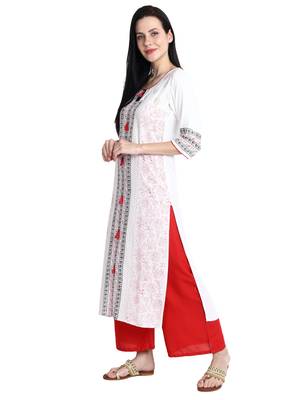 Cream printed viscose rayon kurti 3