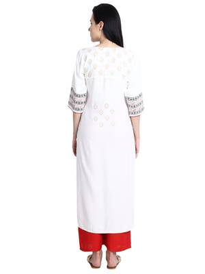 Cream printed viscose rayon kurti 5