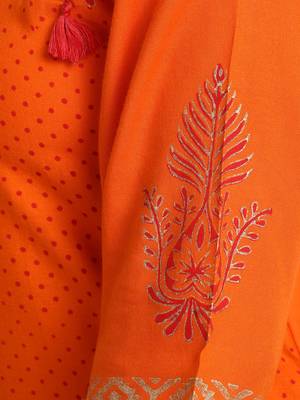 Orange printed viscose rayon kurti 5