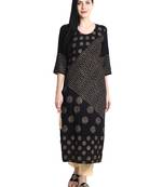 Black printed viscose rayon kurti