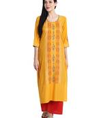 Mustard printed viscose rayon kurti