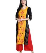 Black printed viscose rayon kurti