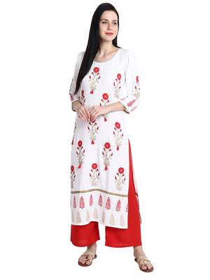 Cream printed viscose rayon kurti 2