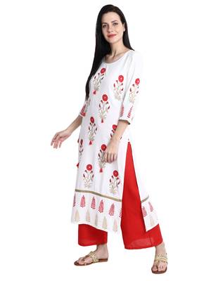 Cream printed viscose rayon kurti 3