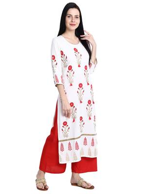Cream printed viscose rayon kurti 4