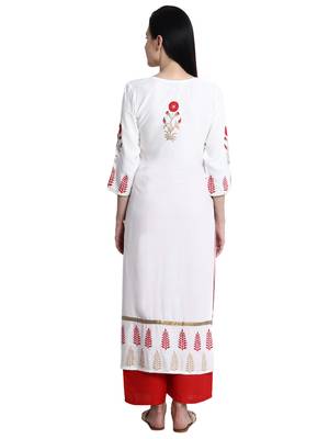 Cream printed viscose rayon kurti 5