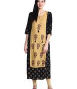 Black printed viscose rayon kurti