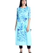 Blue printed crepe kurti