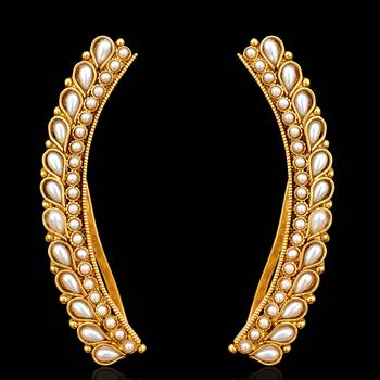 Ethnic Indian Bollywood Jewelry Gold Finish Ear Cuff Wrap Clip on Earrings 1