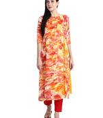 Peach printed crepe kurti