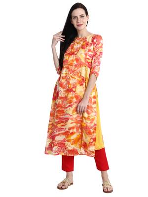 Peach printed crepe kurti 2