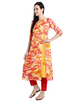 Peach printed crepe kurti 3