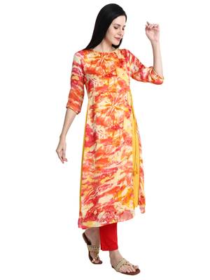 Peach printed crepe kurti 4