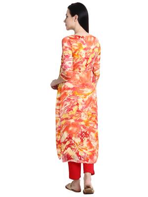 Peach printed crepe kurti 5