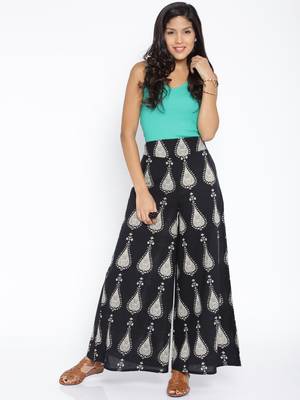 Trendy Leaf Printed Cotton Pallazo 1