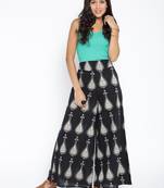 Trendy Leaf Printed Cotton Pallazo