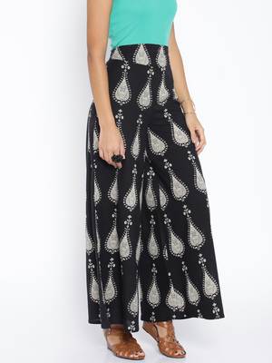 Trendy Leaf Printed Cotton Pallazo 3