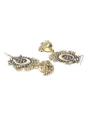 Infuzze Antique Gold-Toned Dome Shaped Drop Earrings 3