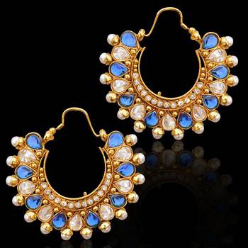 Traditional Indian Bollywood Jewelry Gold Finish Hoops Earrings 1