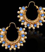 Traditional Indian Bollywood Jewelry Gold Finish Hoops Earrings