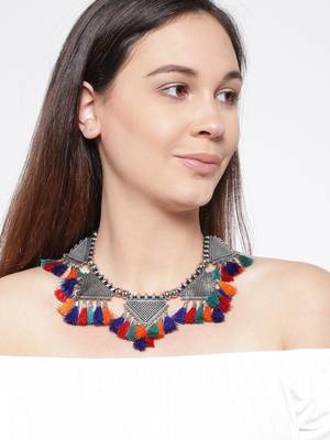 Infuzze Multicoloured Tasselled Necklace 1