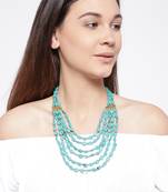 Infuzze Turquoise Blue Beaded Layered Necklace