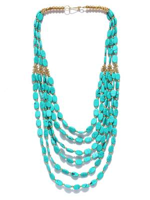Infuzze Turquoise Blue Beaded Layered Necklace 2