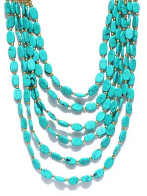 Infuzze Turquoise Blue Beaded Layered Necklace 3