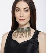 Infuzze Antique Gold-Toned Metal Choker Necklace