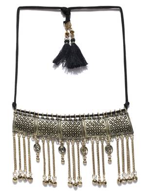 Infuzze Antique Gold-Toned Metal Choker Necklace 2