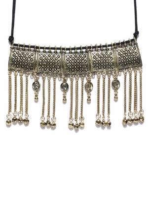 Infuzze Antique Gold-Toned Metal Choker Necklace 3