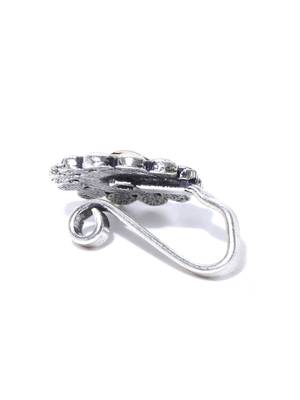 Infuzze Oxidised Silver-Toned & Gold-Toned Textured Tribal Nosepin 3