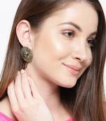Infuzze Antique Gold-Toned Textured Circular Oversized Studs
