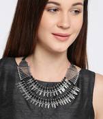 Infuzze Silver-Toned Metal Oxidised Necklace