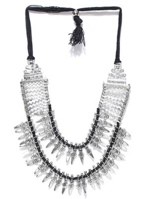 Infuzze Silver-Toned Metal Oxidised Necklace 2