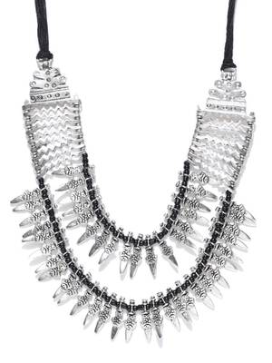 Infuzze Silver-Toned Metal Oxidised Necklace 3