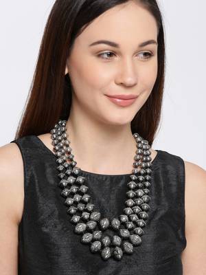 Infuzze Silver-Toned Metal Layered Necklace 1