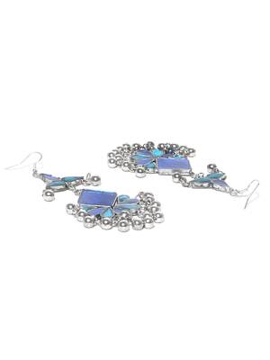 Infuzze Blue Teardrop Shaped Enamelled Drop Earrings 3