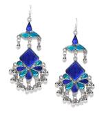 Infuzze Blue Teardrop Shaped Enamelled Drop Earrings