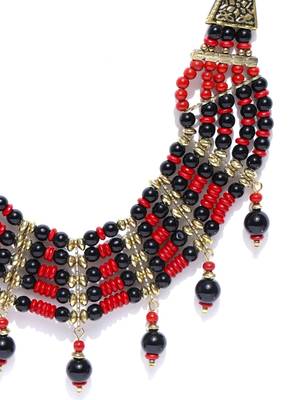 Infuzze Black & Red Beaded Handcrafted Necklace 2