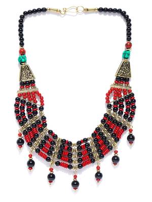 Infuzze Black & Red Beaded Handcrafted Necklace 3