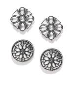Infuzze Set of 2 Oxidised Silver-Toned Tribal Oversized Studs