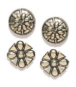 Infuzze Set of 2 Antique Gold-Toned Textured Studs