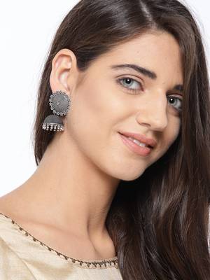 Infuzze Oxidised Silver-Plated Dome Shaped Jhumkas 2