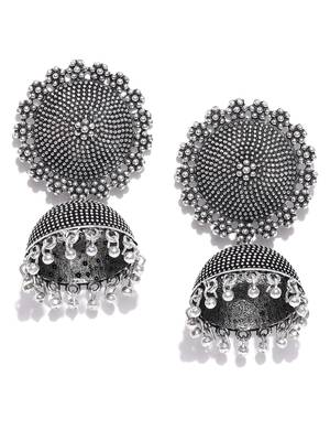 Infuzze Oxidised Silver-Plated Dome Shaped Jhumkas 4