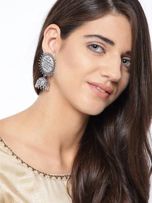 Infuzze Oxidised Silver-Plated Dome Shaped Jhumkas 2