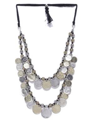 Infuzze Antique Gold & Oxidised Silver-Toned Afghan Necklace 2