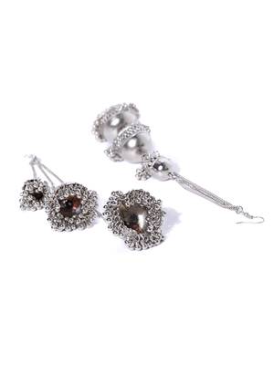 Infuzze Oxidised Silver-Toned Dome Shaped Jhumkas 2