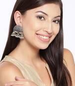 Infuzze Oxidised Silver & Antique Gold-Toned Classic Jhumkas