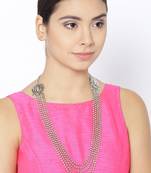 Infuzze Oxidised Silver-Toned Layered Necklace